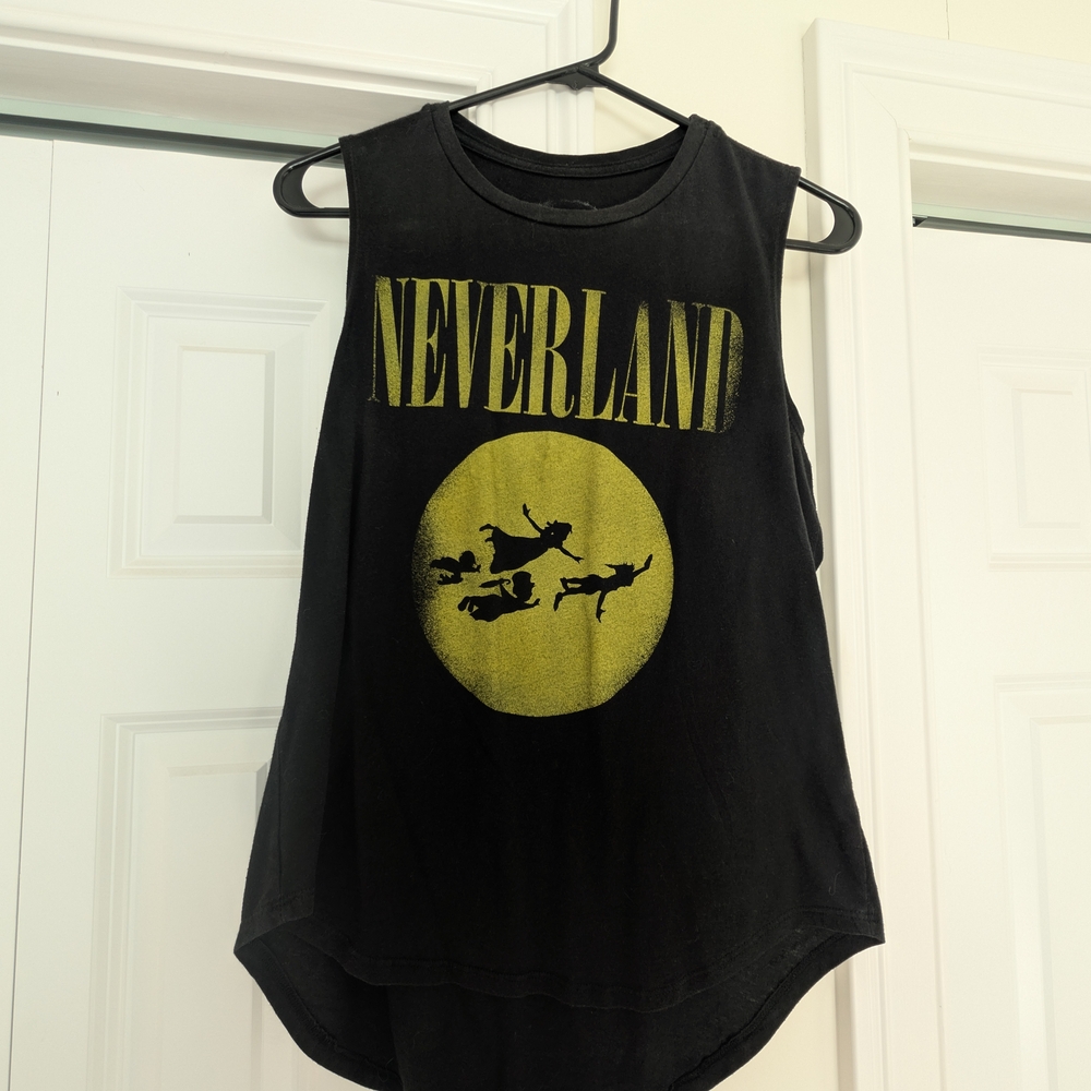 Disney Neverland Black and Yellow Women's Teens Tank Top